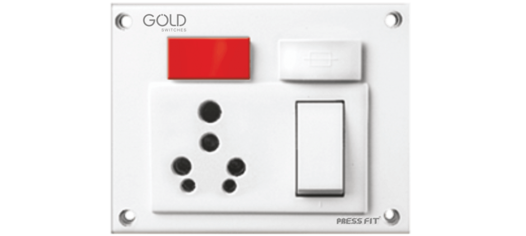 Gold Indian Switch Socket Combined