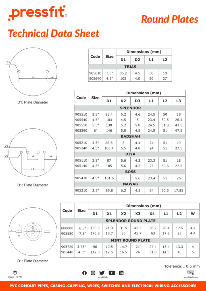 Round Plate Technical Data Sheet