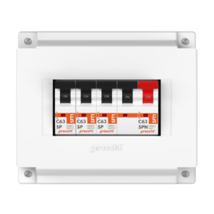 pressteak mcb enclosures 5-6 way plastic front